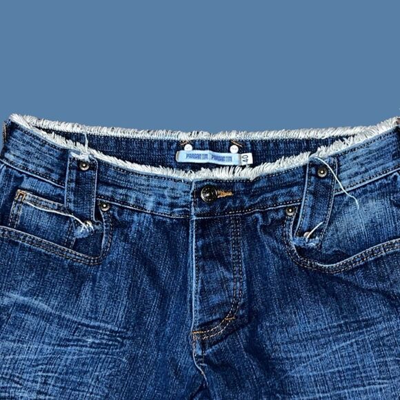 Paragan TM Button Fly Frayed Hi Waist Bootcut Jeans Size 29x32 #177 - Picture 3 of 7